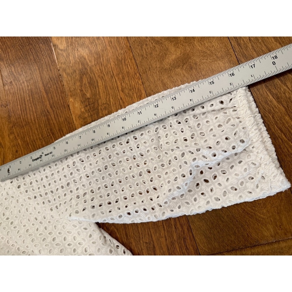 White Bohemian Eyelet Midi Dress Sz Small Western Ruffle Cottagecore Peasant - Picture 8 of 13